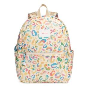 NWT STATE Bags Kane Kids Travel Backpack Painterly Animal Rainbow Leopard